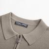 imagePJ PAUL JONES Mens Zipper Polo Shirt Textured Casual Knit Short Sleeve Polo T ShirtLight Camel