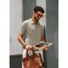 imagePJ PAUL JONES Mens Zipper Polo Shirt Textured Casual Knit Short Sleeve Polo T ShirtLight Camel