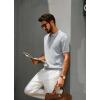 imagePJ PAUL JONES Mens Zipper Polo Shirt Textured Casual Knit Short Sleeve Polo T ShirtLight Grey