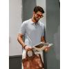 imagePJ PAUL JONES Mens Zipper Polo Shirt Textured Casual Knit Short Sleeve Polo T ShirtLight Grey