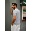 imagePJ PAUL JONES Mens Zipper Polo Shirt Textured Casual Knit Short Sleeve Polo T ShirtLight Grey