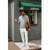 imagePJ PAUL JONES Mens Zipper Polo Shirt Textured Casual Knit Short Sleeve Polo T ShirtLight Grey