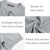 imagePJ PAUL JONES Mens Zipper Polo Shirt Textured Casual Knit Short Sleeve Polo T ShirtLight Grey