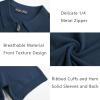 imagePJ PAUL JONES Mens Zipper Polo Shirt Textured Casual Knit Short Sleeve Polo T ShirtNavy Blue