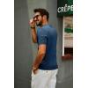 imagePJ PAUL JONES Mens Zipper Polo Shirt Textured Casual Knit Short Sleeve Polo T ShirtNavy Blue