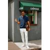 imagePJ PAUL JONES Mens Zipper Polo Shirt Textured Casual Knit Short Sleeve Polo T ShirtNavy Blue