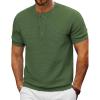 imagePJ PAUL JONES Mens TShirts Henley Short Sleeve Knit Shirt Casual Summer Textured Tee ShirtArmy Green
