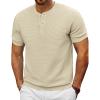 imagePJ PAUL JONES Mens TShirts Henley Short Sleeve Knit Shirt Casual Summer Textured Tee ShirtBeige