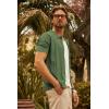 imagePJ PAUL JONES Mens Knit Shirts Short Sleeve Button Down Polo Shirt Fashion Hollow Out Texture Casual Summer Beach ShirtArmy Green