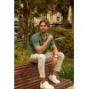 imagePJ PAUL JONES Mens Knit Shirts Short Sleeve Button Down Polo Shirt Fashion Hollow Out Texture Casual Summer Beach ShirtArmy Green