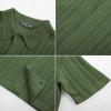 imagePJ PAUL JONES Mens Knit Shirts Short Sleeve Button Down Polo Shirt Fashion Hollow Out Texture Casual Summer Beach ShirtArmy Green