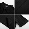imagePJ PAUL JONES Mens Knit Shirts Short Sleeve Button Down Polo Shirt Fashion Hollow Out Texture Casual Summer Beach ShirtBlack