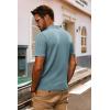 imagePJ PAUL JONES Mens Knit Shirts Short Sleeve Button Down Polo Shirt Fashion Hollow Out Texture Casual Summer Beach ShirtBlue Grey