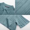 imagePJ PAUL JONES Mens Knit Shirts Short Sleeve Button Down Polo Shirt Fashion Hollow Out Texture Casual Summer Beach ShirtBlue Grey