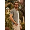 imagePJ PAUL JONES Mens Knit Shirts Short Sleeve Button Down Polo Shirt Fashion Hollow Out Texture Casual Summer Beach ShirtCamel