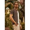 imagePJ PAUL JONES Mens Knit Shirts Short Sleeve Button Down Polo Shirt Fashion Hollow Out Texture Casual Summer Beach ShirtCoffee
