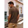 imagePJ PAUL JONES Mens Knit Shirts Short Sleeve Button Down Polo Shirt Fashion Hollow Out Texture Casual Summer Beach ShirtCoffee