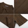 imagePJ PAUL JONES Mens Knit Shirts Short Sleeve Button Down Polo Shirt Fashion Hollow Out Texture Casual Summer Beach ShirtCoffee