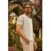 imagePJ PAUL JONES Mens Knit Shirts Short Sleeve Button Down Polo Shirt Fashion Hollow Out Texture Casual Summer Beach ShirtCream