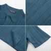 imagePJ PAUL JONES Mens Knit Shirts Short Sleeve Button Down Polo Shirt Fashion Hollow Out Texture Casual Summer Beach ShirtIndigo Blue