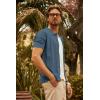 imagePJ PAUL JONES Mens Knit Shirts Short Sleeve Button Down Polo Shirt Fashion Hollow Out Texture Casual Summer Beach ShirtIndigo Blue