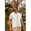 imagePJ PAUL JONES Mens Knit Shirts Short Sleeve Button Down Polo Shirt Fashion Hollow Out Texture Casual Summer Beach ShirtIvory White