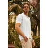imagePJ PAUL JONES Mens Knit Shirts Short Sleeve Button Down Polo Shirt Fashion Hollow Out Texture Casual Summer Beach ShirtIvory White