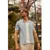 imagePJ PAUL JONES Mens Knit Shirts Short Sleeve Button Down Polo Shirt Fashion Hollow Out Texture Casual Summer Beach ShirtLight Grey