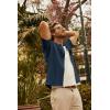 imagePJ PAUL JONES Mens Knit Shirts Short Sleeve Button Down Polo Shirt Fashion Hollow Out Texture Casual Summer Beach ShirtNavy Blue