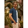 imagePJ PAUL JONES Mens Knit Shirts Short Sleeve Button Down Polo Shirt Fashion Hollow Out Texture Casual Summer Beach ShirtNavy Blue