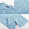 imagePJ PAUL JONES Mens Knit Shirts Short Sleeve Button Down Polo Shirt Fashion Hollow Out Texture Casual Summer Beach ShirtSky Blue