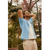 imagePJ PAUL JONES Mens Knit Shirts Short Sleeve Button Down Polo Shirt Fashion Hollow Out Texture Casual Summer Beach ShirtSky Blue