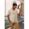 imagePJ PAUL JONES Mens Short Sleeve Button Down Shirts Summer Beach Shirts Untuckit Cotton Shirt with PocketApricot