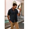 imagePJ PAUL JONES Mens Short Sleeve Button Down Shirts Summer Beach Shirts Untuckit Cotton Shirt with PocketBlack