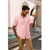 imagePJ PAUL JONES Mens Short Sleeve Button Down Shirts Summer Beach Shirts Untuckit Cotton Shirt with PocketPink