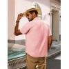 imagePJ PAUL JONES Mens Short Sleeve Button Down Shirts Summer Beach Shirts Untuckit Cotton Shirt with PocketPink