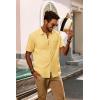 imagePJ PAUL JONES Mens Short Sleeve Button Down Shirts Summer Beach Shirts Untuckit Cotton Shirt with PocketYellow