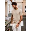 imagePJ PAUL JONES Mens Casual TShirts Classic Short Sleeve Knit Tees Crewneck Solid Tee ShirtsApricot