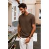 imagePJ PAUL JONES Mens Casual TShirts Classic Short Sleeve Knit Tees Crewneck Solid Tee ShirtsCoffee