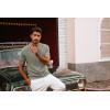 imagePJ PAUL JONES Mens Casual TShirts Classic Short Sleeve Knit Tees Crewneck Solid Tee ShirtsKhaki Green