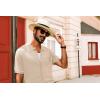 imagePJ PAUL JONES Mens Knit Polo Shirts Casual Short Sleeve Shirt Summer Button Down ShirtsApricot