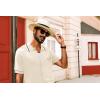 imagePJ PAUL JONES Mens Knit Polo Shirts Casual Short Sleeve Shirt Summer Button Down ShirtsWhite