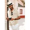 imagePJ PAUL JONES Mens Knit Polo Shirts Casual Short Sleeve Shirt Summer Button Down ShirtsWhite
