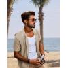 imagePJ PAUL JONES Mens Knit Shirts Short Sleeve Button Down Shirt Vintage Polo Shirt Casual Summer Beach ShirtsApricot