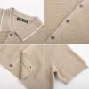 imagePJ PAUL JONES Mens Knit Shirts Short Sleeve Button Down Shirt Vintage Polo Shirt Casual Summer Beach ShirtsApricot