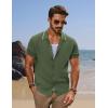 imagePJ PAUL JONES Mens Knit Shirts Short Sleeve Button Down Shirt Vintage Polo Shirt Casual Summer Beach ShirtsArmy Green