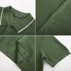 imagePJ PAUL JONES Mens Knit Shirts Short Sleeve Button Down Shirt Vintage Polo Shirt Casual Summer Beach ShirtsArmy Green