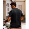 imagePJ PAUL JONES Mens Knit Shirts Short Sleeve Button Down Shirt Vintage Polo Shirt Casual Summer Beach ShirtsBlack