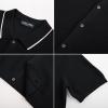 imagePJ PAUL JONES Mens Knit Shirts Short Sleeve Button Down Shirt Vintage Polo Shirt Casual Summer Beach ShirtsBlack