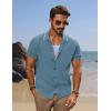 imagePJ PAUL JONES Mens Knit Shirts Short Sleeve Button Down Shirt Vintage Polo Shirt Casual Summer Beach ShirtsBlue Gray